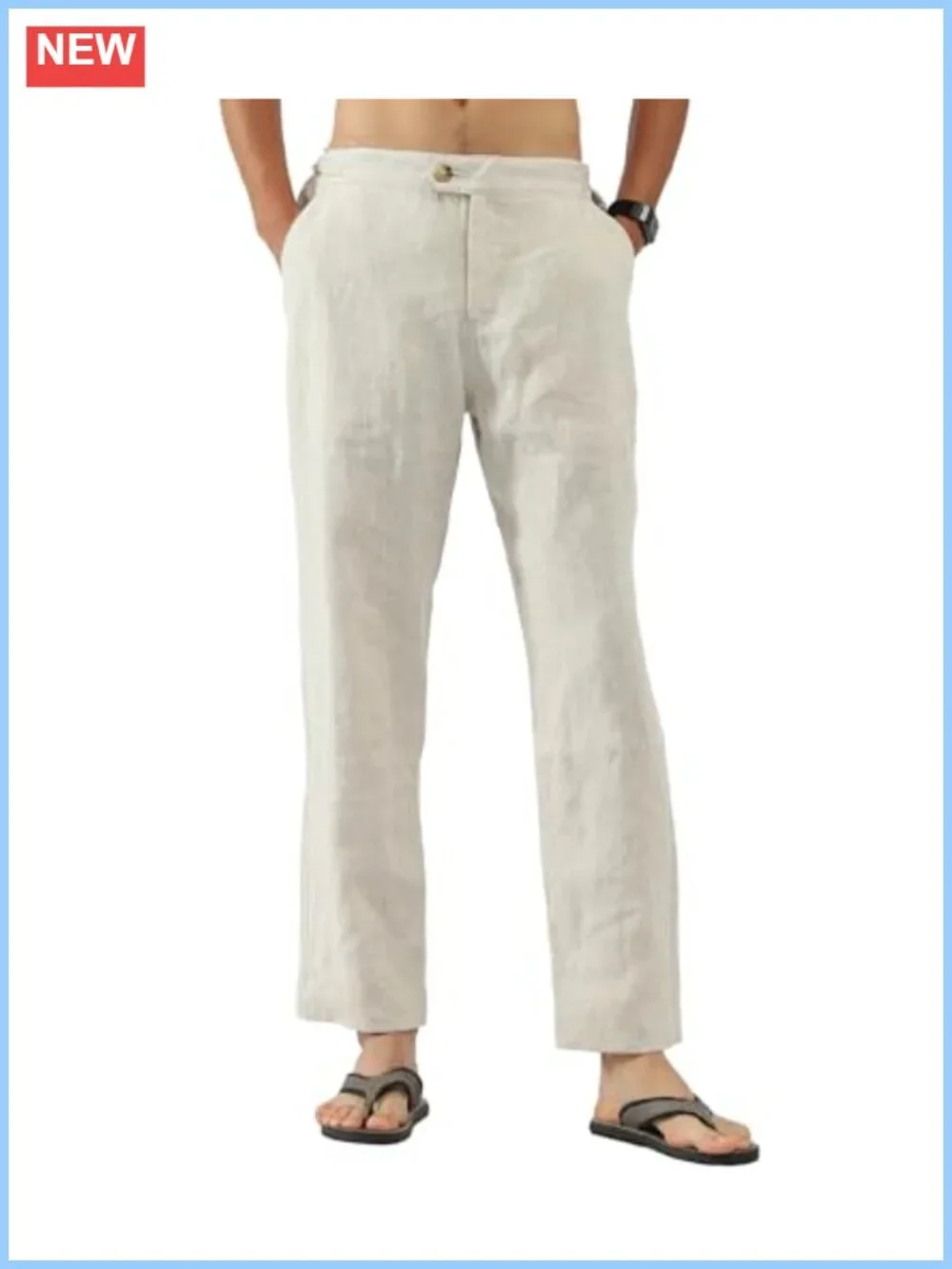 100% Linen Casual Business Pants Side Tab Tapered Fit